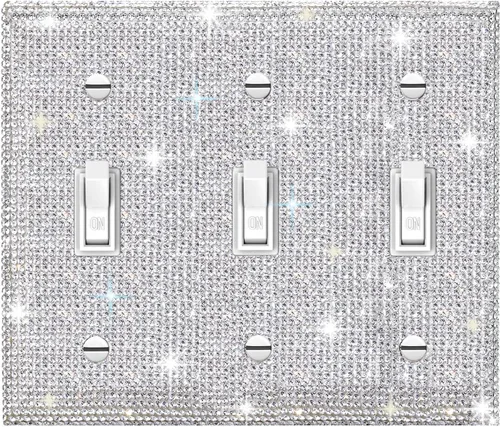 Vista 18 de 1 PC Placa de Pared de Diamantes de Imitación Plateados Brillantes Cubierta de Interruptor de Luz Cubiertas de Interruptor Placas de Pared Diamantes