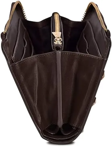Vista 4 de Cuadra Cartera de mujer en cuero genuino Stingray marrón, BD224MA, Marrón, Moda