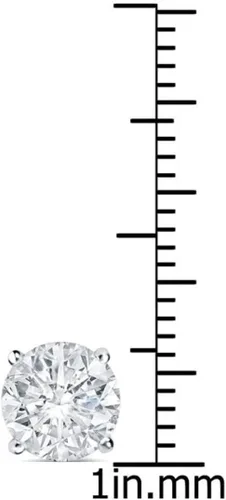Vista 3 de Pendientes de tuerca con diamante de corte redondo de 1 quilate natural de 4 puntas en oro blanco de 14 quilates