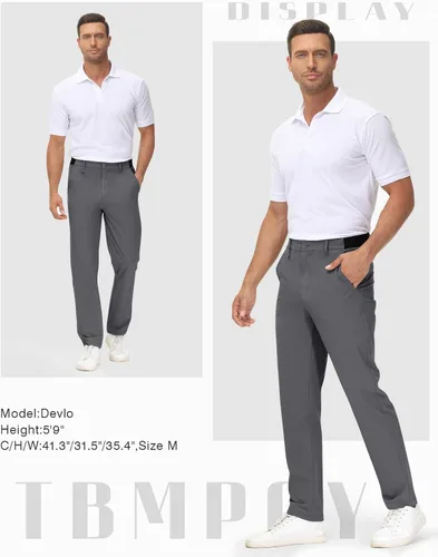Vista 7 de TBMPOY Pantalones de golf elásticos para hombre con 4 bolsillos, de secado rápido, ligeros, de verano, pantalones casuales para hombres, trabajo