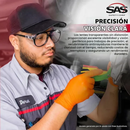 Vista 4 de SAS Safety Gafas de seguridad Lentes de policarbonato resistentes a impactos, lentes protectoras transparentes Protección UV ANSI Z87.1
