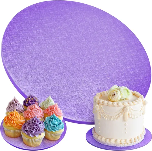 Vista 13 de Tablas para Pasteles - Paquete de 4, 12 pulgadas, Azul - Bases Redondas Reutilizables para Pasteles para Postres Espectaculares - Bases de Cartón