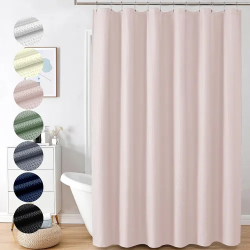 Vista 59 de OVZME Cortina de ducha de tela Berry Stall de 36 x 72 pulgadas, suave y gofre, pequeña cortina de ducha negra para baño con textura para un