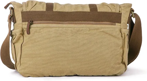 Vista 3 de GOOTIUM Canvas Messenger Bag - Vintage Shoulder Bag Frayed Style Boho Purse