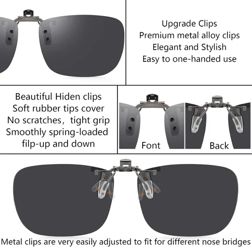 Vista 3 de CAXMAN Gafas de sol polarizadas con clip para hombres y mujeres, protección UV