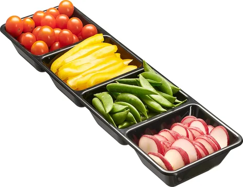 Vista 4 de Plasticpro Bandeja de servir de plástico rectangular de 4 secciones/platillo (2, Negro)
