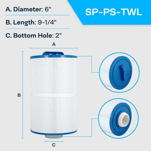 Vista 2 de SpiroPure Cartucho de repuesto para Pleatco PMA40L-F2M Master Spa Twilight X268543 X268365 Unicel 6CH-402 Filbur FC-0317 Cartucho de repuesto