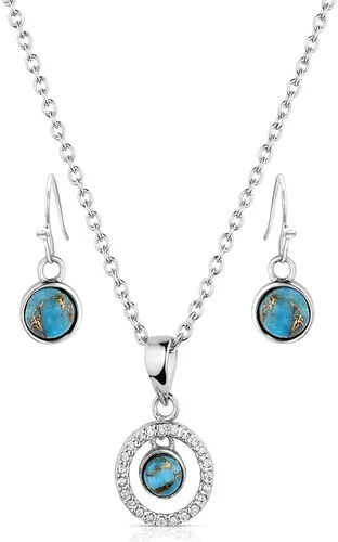 Vista 8 de Montana Silversmiths Conjunto de joyería de estilo occidental con turquesa elaborada a mano: aretes y collar