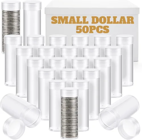 Vista 16 de Qunclay Paquete de 20 tubos cuadrados para monedas de 1.598 in para águilas plateadas, soportes para monedas para dólares de Morgan y de la Paz