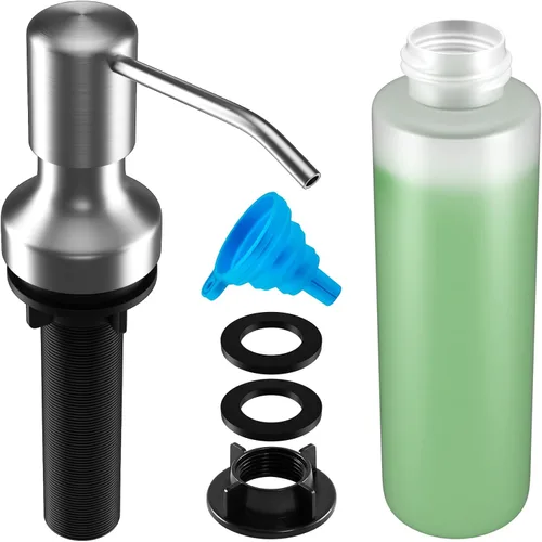 Vista 10 de Dispensador de jabón para fregadero de cocina, dispensador de jabón para fregadero de cocina con botella de 17 oz, recarga desde la parte superior