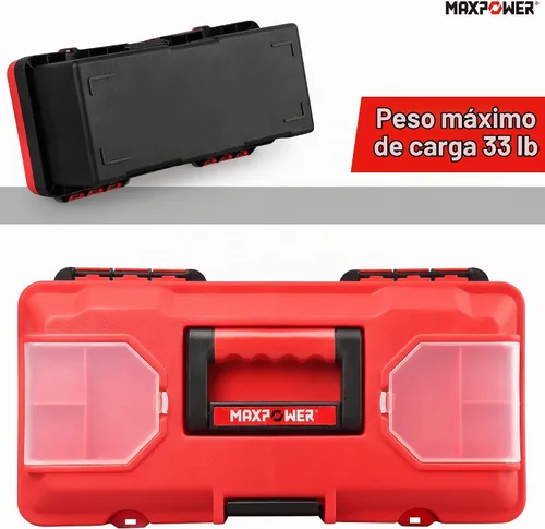 Vista 7 de MAXPOWER Caja de herramientas pequeña, cajas de herramientas de plástico de Rojo