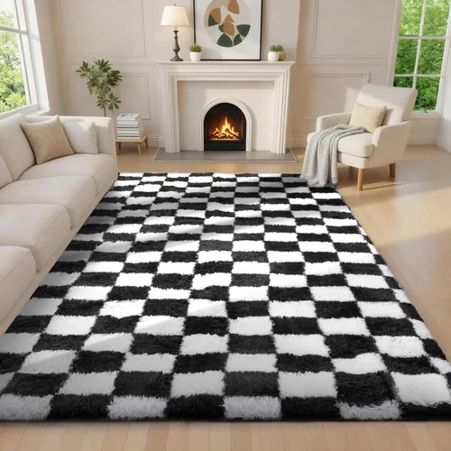 Vista 20 de Ophanie - Alfombras para sala de estar, antideslizante y suave, de felpa grandes y peludas para dormitorio, peludas para niños y niñas, decoración