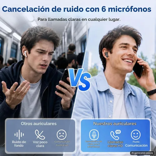 Vista 4 de AOC Auriculares inalámbricos con cancelación de ruido, 39dB ANC, 45H