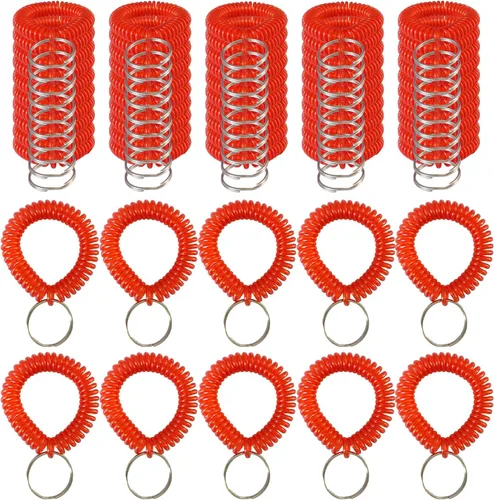 Vista 9 de Colorido llavero de bobina de muñeca pulsera en espiral llavero pulsera titular de la llave para piscina gimnasio identificación insignia