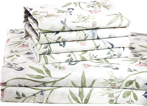 Vista 18 de Virah Bella Juego de sábanas de microfibra con estampado de 4 piezas tamaño queen - Otoño dorado - Blanco