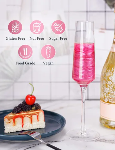 Vista 4 de NiHome - Polvo de lustre comestible y purpurina brillante, esparcidores metálicos de lujo, 4 botellas de 0.18 oz/5 g para decorar bebidas y pasteles
