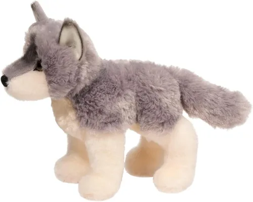 Vista 2 de Douglas Cuddle Toys, Lobo gris de peluche de 8 pulgadas
