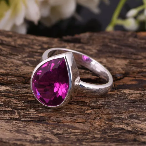 Vista 72 de PANOPLY Bio Pink Doublet Quartz Solid 925 Sterling Silver Ring for Women