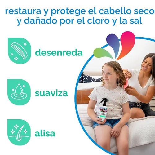 Vista 3 de SoCozy - Espray acondicionador sin enjuague y tratamiento para cabello de niños (8 onzas líquidas) que protege y repara daños causados por