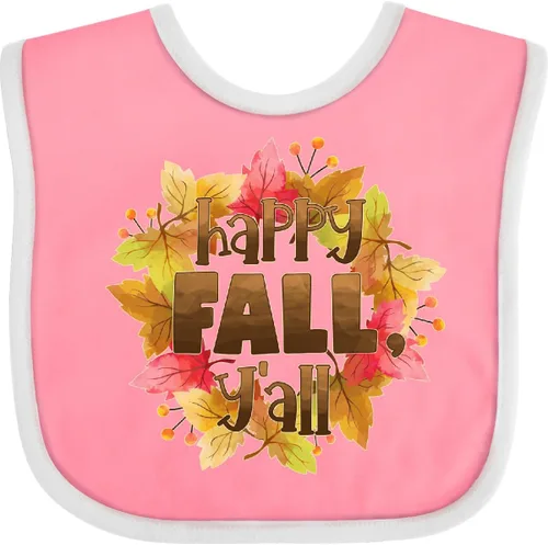 Vista 13 de inktastic Happy Fall, Y'all Fall Leaves Wreath Baby Bib