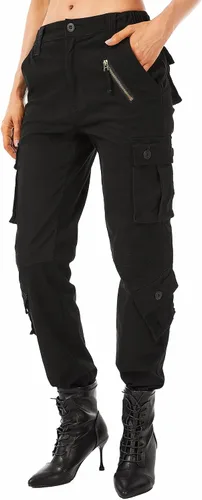 Vista 2 de Pantalones cargo de trabajo para mujer, de algodón, con 8 bolsillos, informal, estilo de combate militar