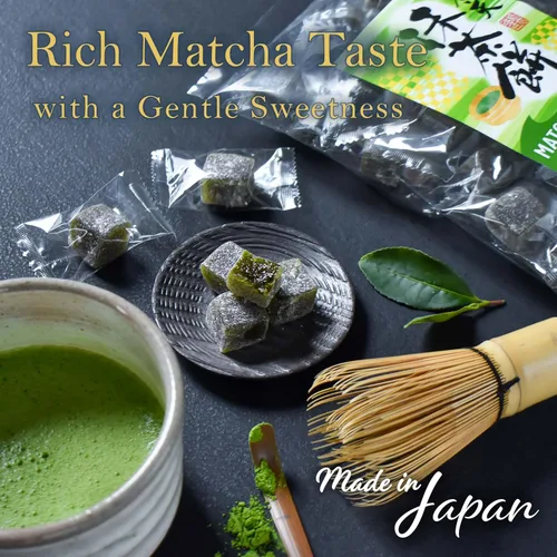 Vista 3 de YAMASAN KYOTO UJI Caramelo de Mochi Agar con Matcha Japonés, Textura Suave y Mastica, Tamaño de Mordisco Lindo, Dulces Gomitas Japonesas