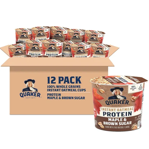 Vista 7 de Quaker Tazas de Avena Instantánea Express, 10g de Proteína, Paquete Variado de 2 Sabores, (Paquete de 12)