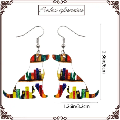 Vista 19 de Pendientes colgantes de libros para mujer, amantes de los libros, aretes acrílicos