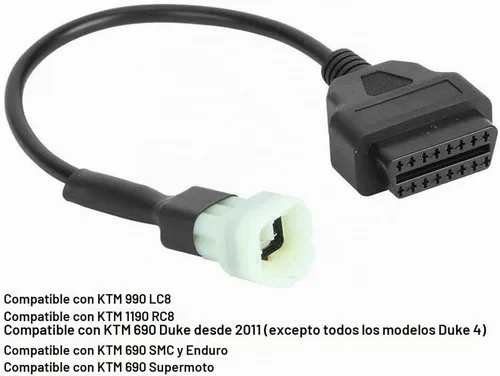 Vista 4 de cable adaptador de 6 pines a 16 pines, diagnóstico de fallas del motor OBD2 y detector, se ajusta para programación de ECU de motocicletas KTM