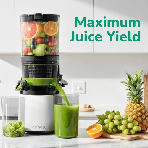 Vista 6 de Canoly 3-in-1 Cold Press Juicer C16, Makes Juice & Sorbet & Nut Milk 6" Extra Wide Feed Chute, Durable AC Brushless Motor, Self Precut System