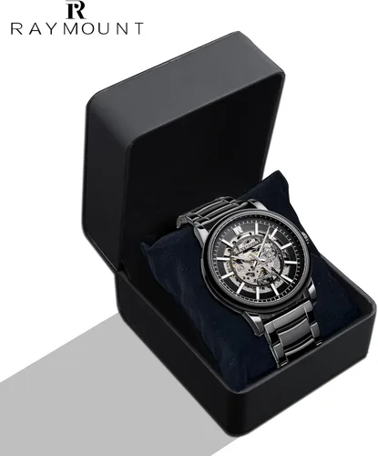 Vista 8 de FORSINING Men's Automatic Watch with Mechanical Movement, Skeleton Dial and Stainless Steel Band