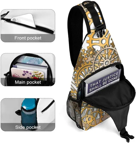 Vista 4 de Mochila bandolera unisex divertida y ajustable para senderismo, Patrón (94), Classic
