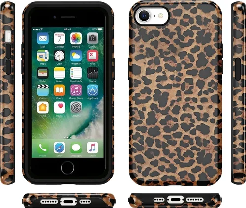 Vista 6 de Funda de teléfono con estampado de guepardo para iPhone 7/8/SE 2020/2022 de 4.7 pulgadas, funda de lujo con diseño de leopardo marrón coqueta a