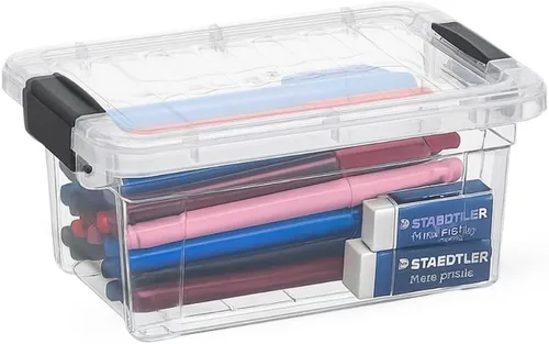 Vista 49 de Superio Mini contenedor de almacenamiento de plástico para crayón, suministros de arte y estuche de costura, organizador pequeño apilable