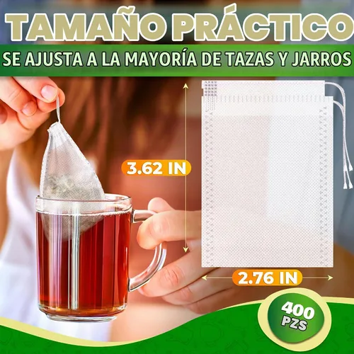 Vista 2 de Bolsas de té desechables para té de hojas sueltas, 400 unidades, 3.62 x