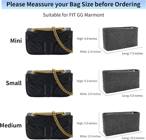 Vista 2 de LOUKAYCCI Organizador de fieltro para bolso con cremallera, bolsa de hombro GG Marmont Matelasse, bolsa organizadora para mujer, bolsa