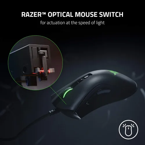 Vista 3 de Razer DeathAdder v2 - Mouse ergonómico para juegos con cable Chroma RGB iluminación programable (renovado)