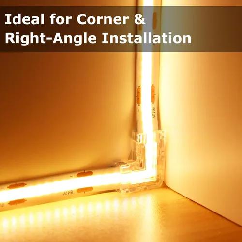 Vista 5 de LightingWill Conectores LED de 2 pines de 8mm, 10 unidades de conector en forma de L transparente, sin soldadura, conector de luz de cinta
