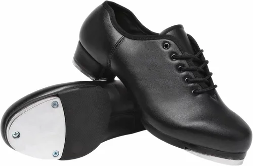 Vista 6 de Mens Split Sole Jazz Tap Dance Shoe Black Leather Dance Shoe