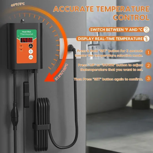 Vista 3 de Calentador de inmersión de 1800 W para bañera de hidromasaje, calentador de agua eléctrico portátil totalmente sumergible con termostato