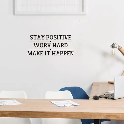 Vista 6 de Stay Positive Work Hard Make it Happen - Calcomanía de pared de vinilo con cita inspiradora para decoración de oficina y hogar