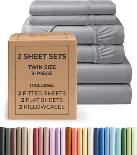 Vista 243 de Pack of 2, Twin Size 3 Piece Sheet Set - Breathable & Cooling - White