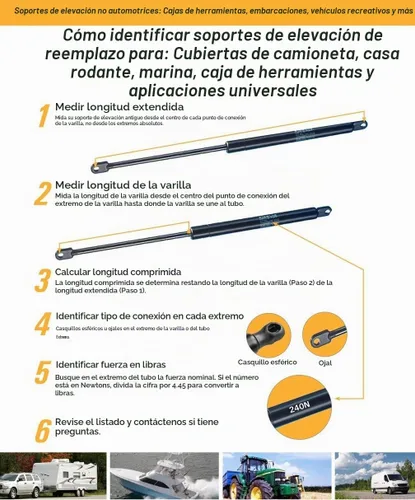 Vista 6 de 2 piezas de soportes de elevación de 22.01 pulgadas para puerta trasera compatibles con Explorer 02-05 - Aviator 03-05 - Mountaineer 02-10 - Varilla