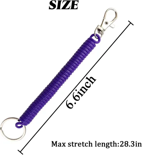 Vista 2 de TIHOOD 14PCS Spiral Retractable Spring Coil Keychain Theftproof Anti-lost Stretch Cord Safety Key Rings