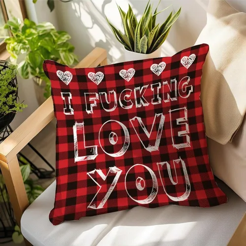 Vista 8 de Fundas de almohada de San Valentín con diseño de cuadros de búfalo de 16 x 16 pulgadas, fundas de almohada para el día de San Valentín, fundas