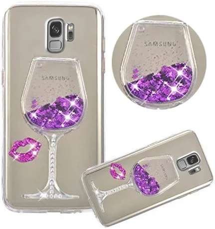 Vista 13 de Funda líquida para Samsung Galaxy S9 Plus, diseño de arena movediza con diseño de diamante 3D con purpurina brillante y estrellas flotantes