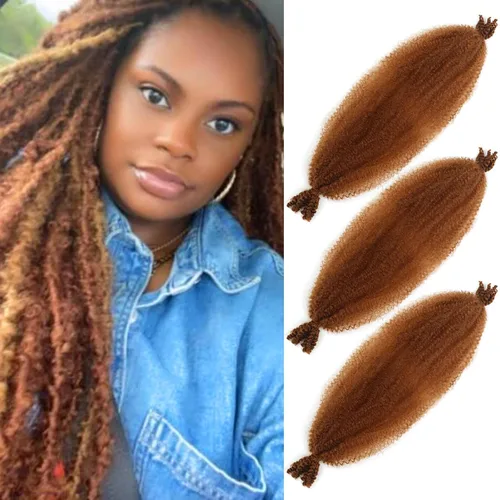 Vista 43 de Cabello afro trenzado elástico de 16 pulgadas, paquete de 3 marley twist para rastas falsas, trenzas rizadas de mariposa, cabello trenzado marley