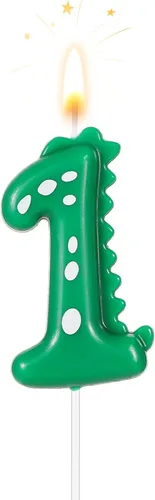 Vista 10 de Velas con números de cumpleaños, velas de dinosaurio de 2.8 pulgadas, velas de cumpleaños para tartas, velas de dinosaurio, decoración de fiestas