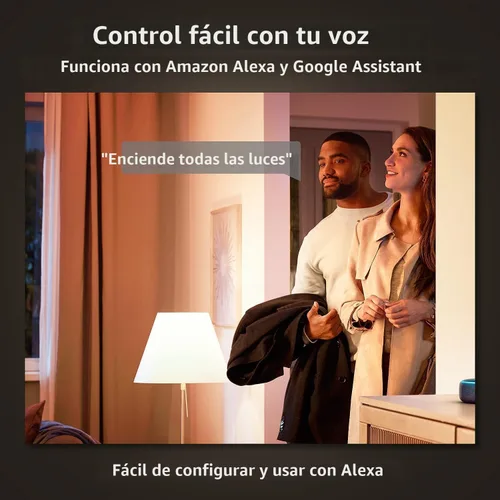 Vista 3 de Philips Hue Bombilla LED inteligente en forma de vela B39 de 40 W, luz blanca cálida suave, paquete de 2, 450 lúmenes, E12, interior, control