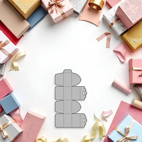 Vista 3 de Troqueles de corte de metal plateado, caja de regalo de caramelos, plantillas para hacer cajas de troqueles para manualidades, álbumes de recortes